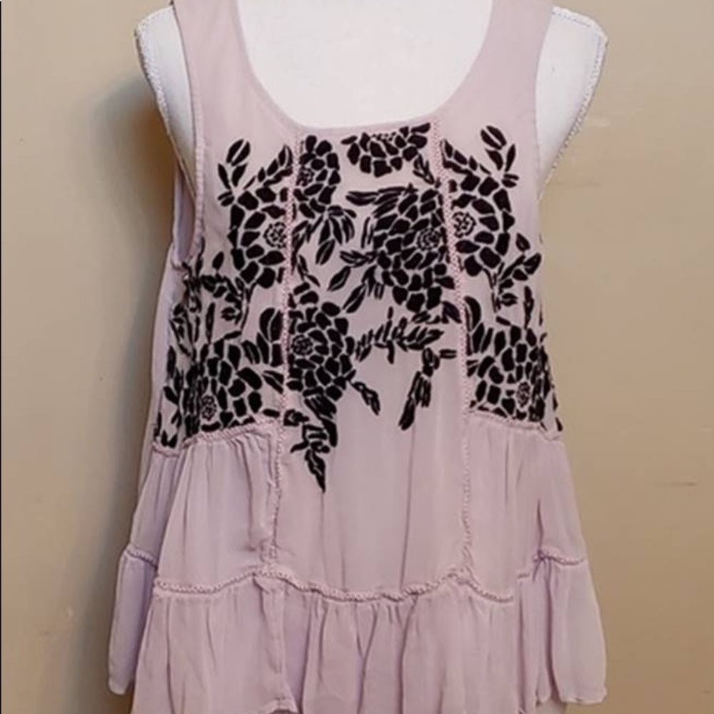Anthropologie Floreat embroidered, ruffle tank